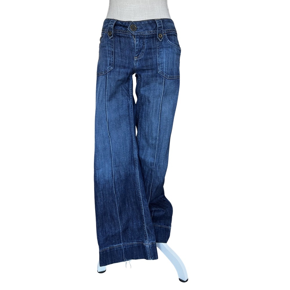 Banana Republic Dark Blue Wide-Leg Flare Jeans - Picture 2 of 16